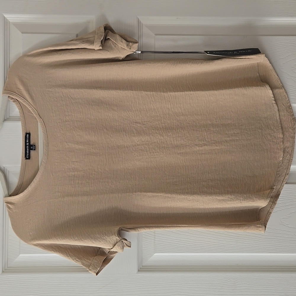 NWT Elizabeth & Nicole Cuffed Sleeve Polyester T-shirt Blouse